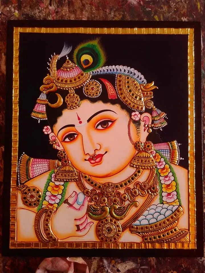 How to draw Lord Krishna in the Kerala Mural style